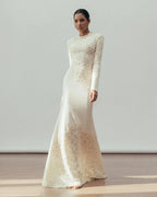 joanna white long sleeve Embroidered Maxi Dress Avalabel