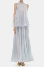 Belinda Violet Pleated Tulle Sleeveless Maxi Dress Avalabel