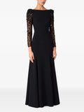 martha Mesh splicing beading diamond maxi dress in black Avalabel