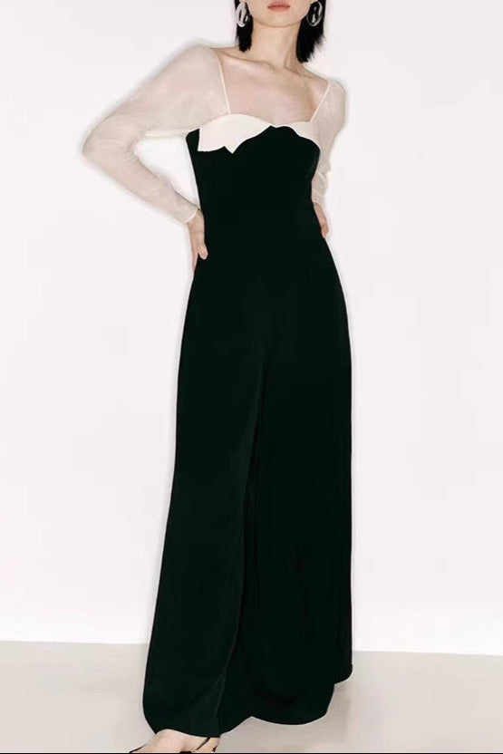 JENNY TULLE SLEEVE SQUARE NECK MAXI DRESS IN BLACK Avalabel