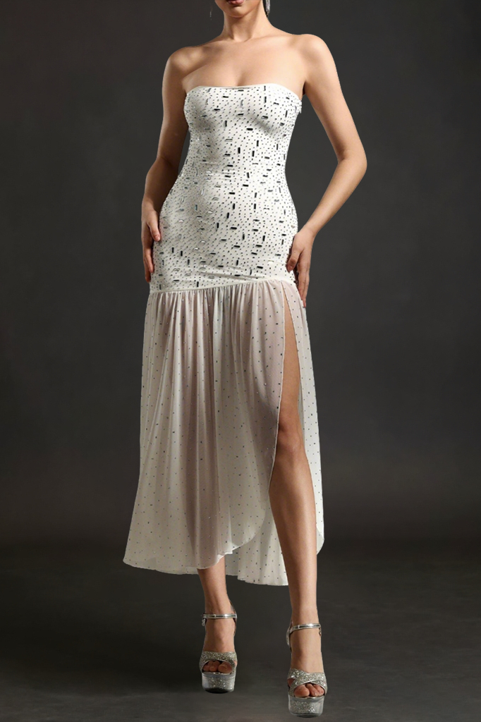 Sabryn Sleeveless Diamond Slit Midi Dress Avalabel