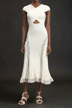 Rcia Sleeveless Lace Hollow Out Bandage Midi Dress Avalabel