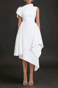 Weren white High Neck Asymmetric Maxi Dress Avalabel