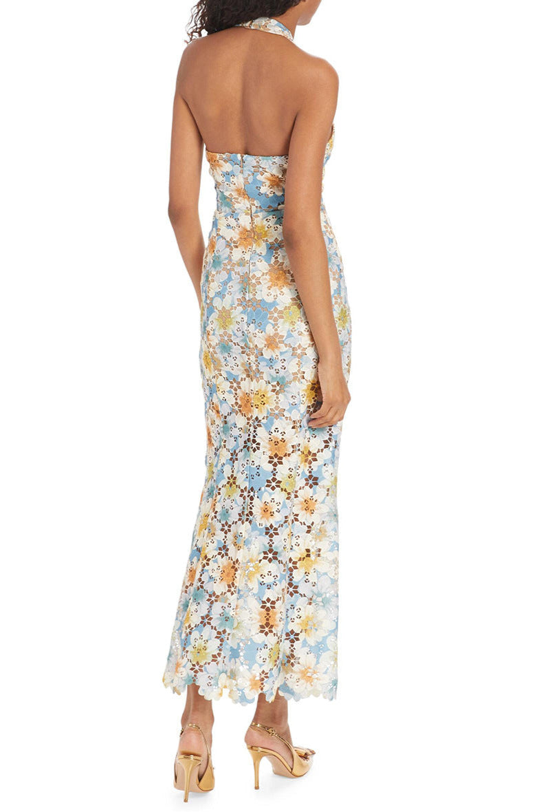V-Neck Side Split Long Dress Avalabel