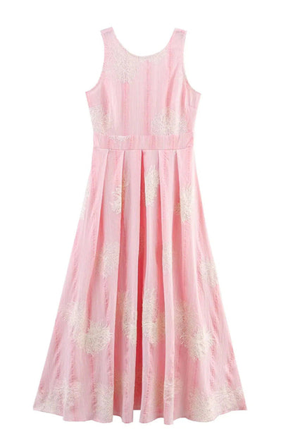 Crochet Sleeveless Backless Maxi Dress In Pink Avalabel