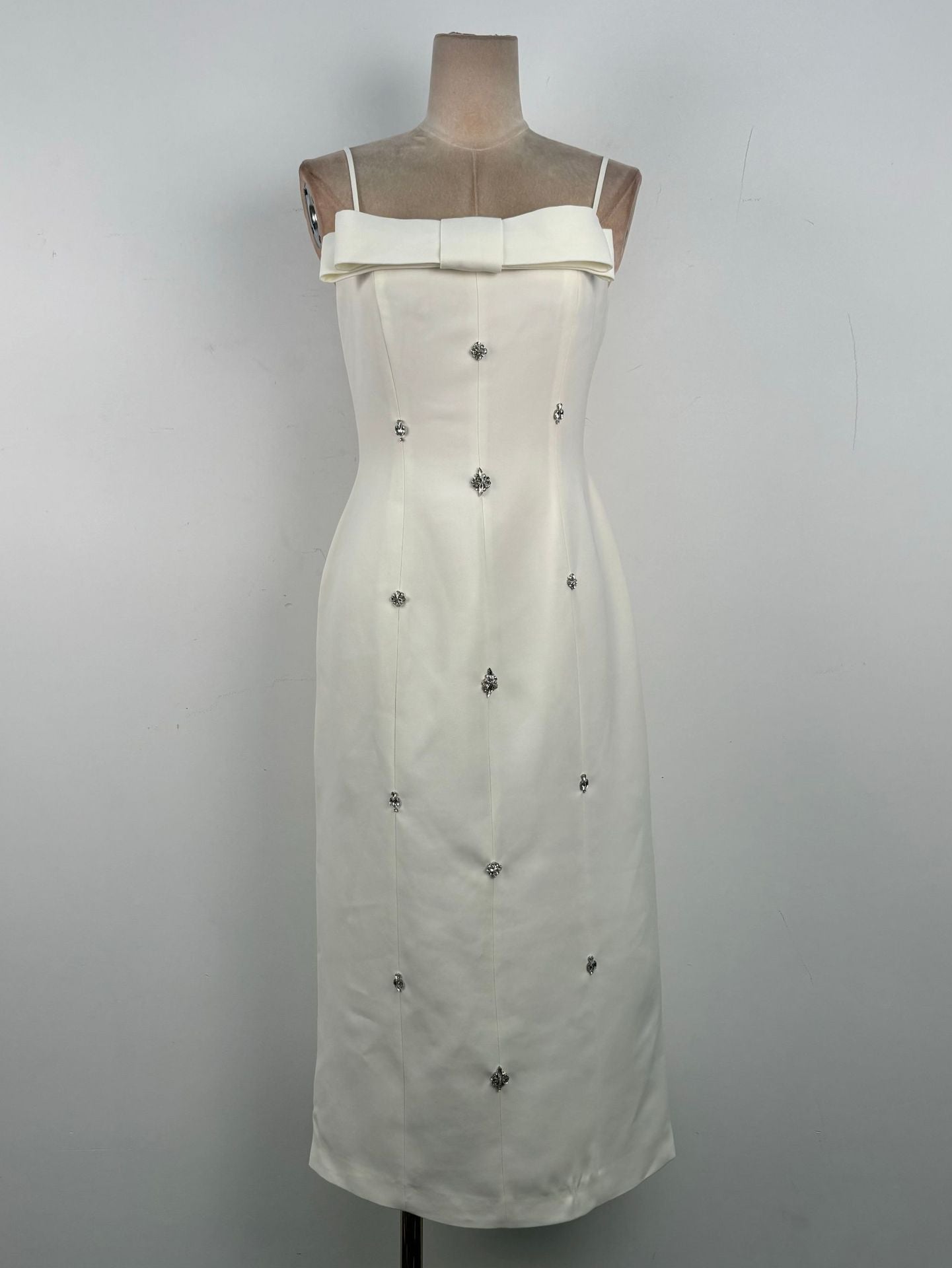 Sheath Straight Across Neck Taffeta Midi Dress Avalabel