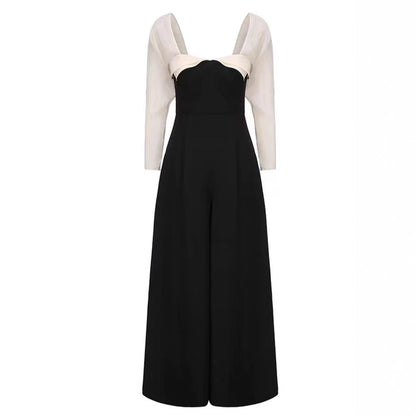 JENNY TULLE SLEEVE SQUARE NECK MAXI DRESS IN BLACK