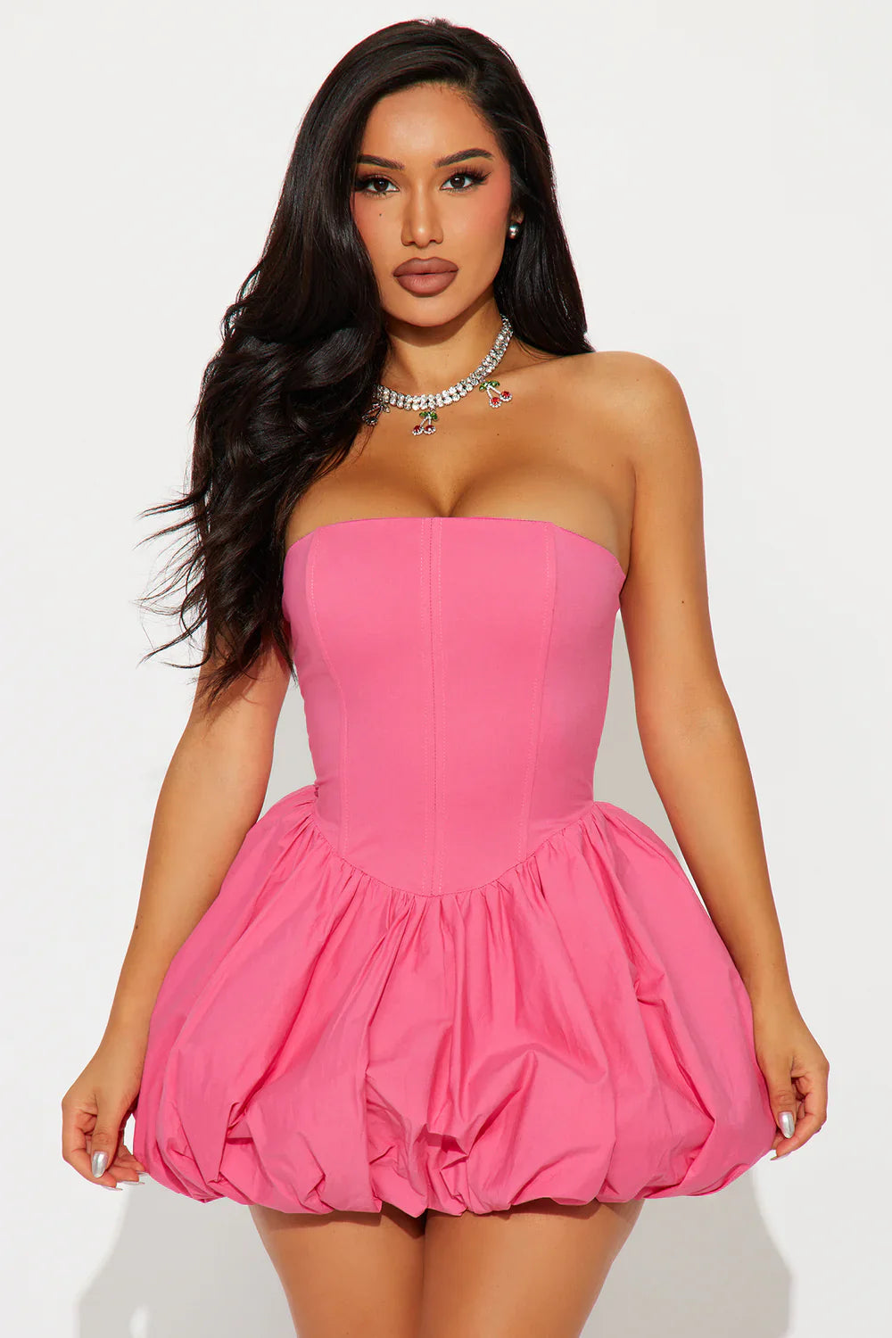 Bubble Strapless Mini Dress in Fuchsia Avalabel