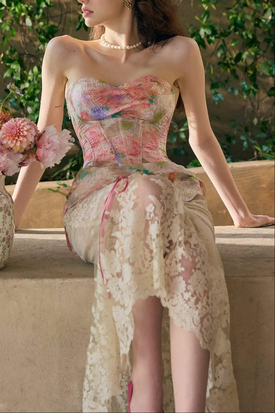 florence Floral Mirror Corset skirt set Avalabel