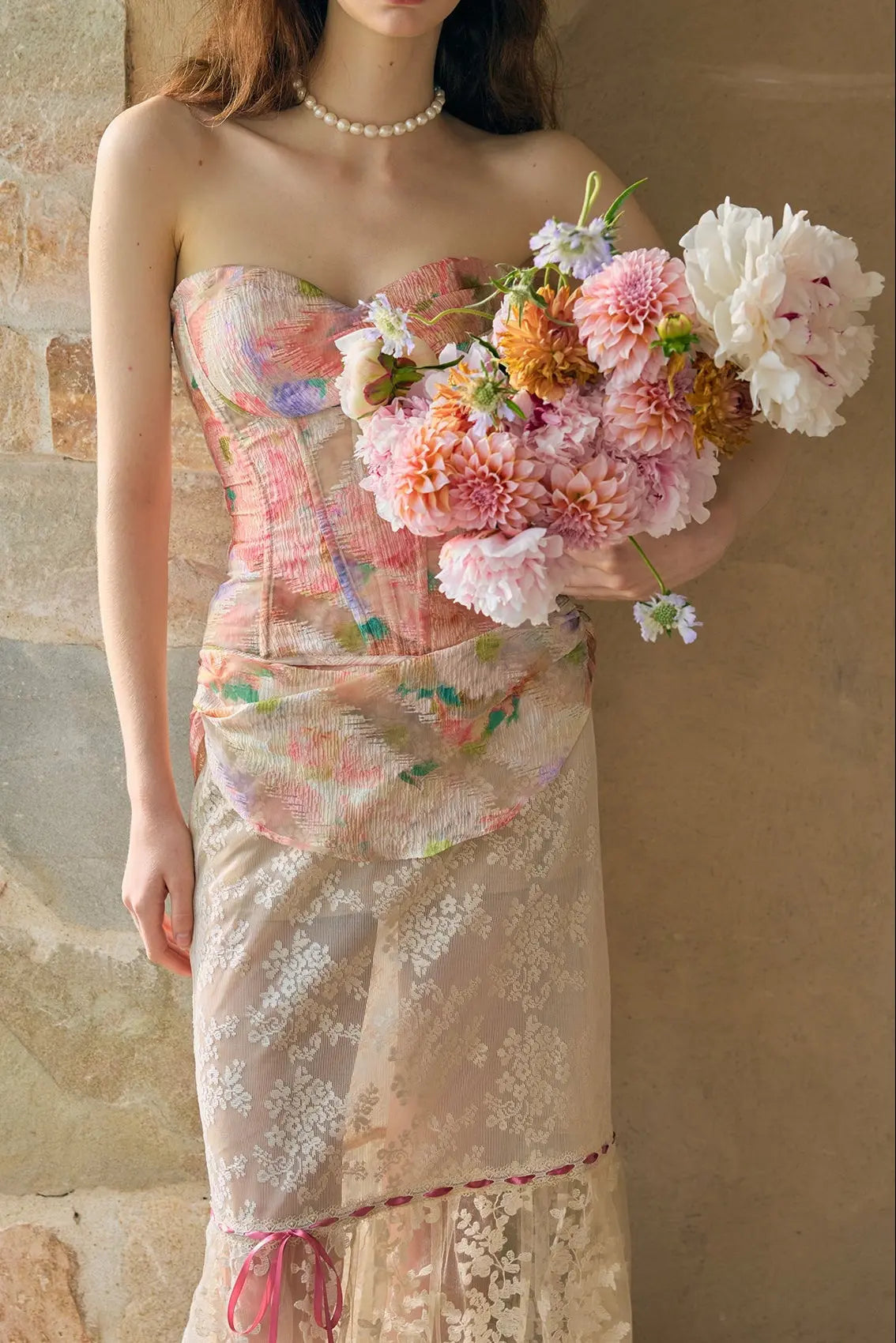 florence Floral Mirror Corset skirt set Avalabel