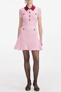 Christine Pink Contrast Collar Knit Mini Dress Avalabel