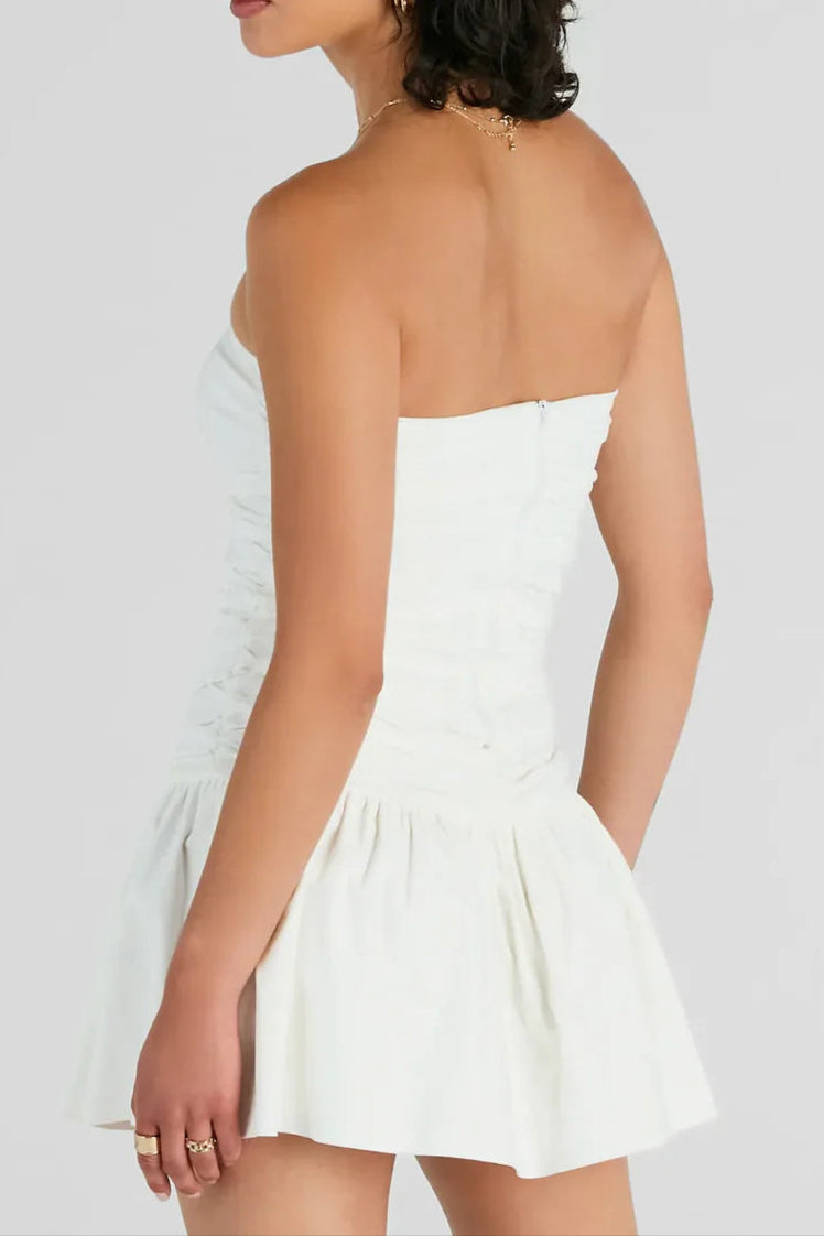 Strapless Mini Skater Dress in White Avalabel