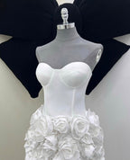 Chanelle Flower Mini Dress In White Avalabel