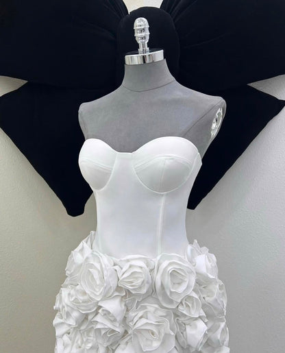 Chanelle Flower Mini Dress In White