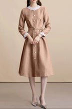virginia Tweed Sequin khaki midi Dress Avalabel