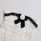 Strapless Flower Embroidery Maxi Dress In White Avalabel