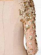 martha Mesh splicing beading diamond maxi dress in apricot Avalabel