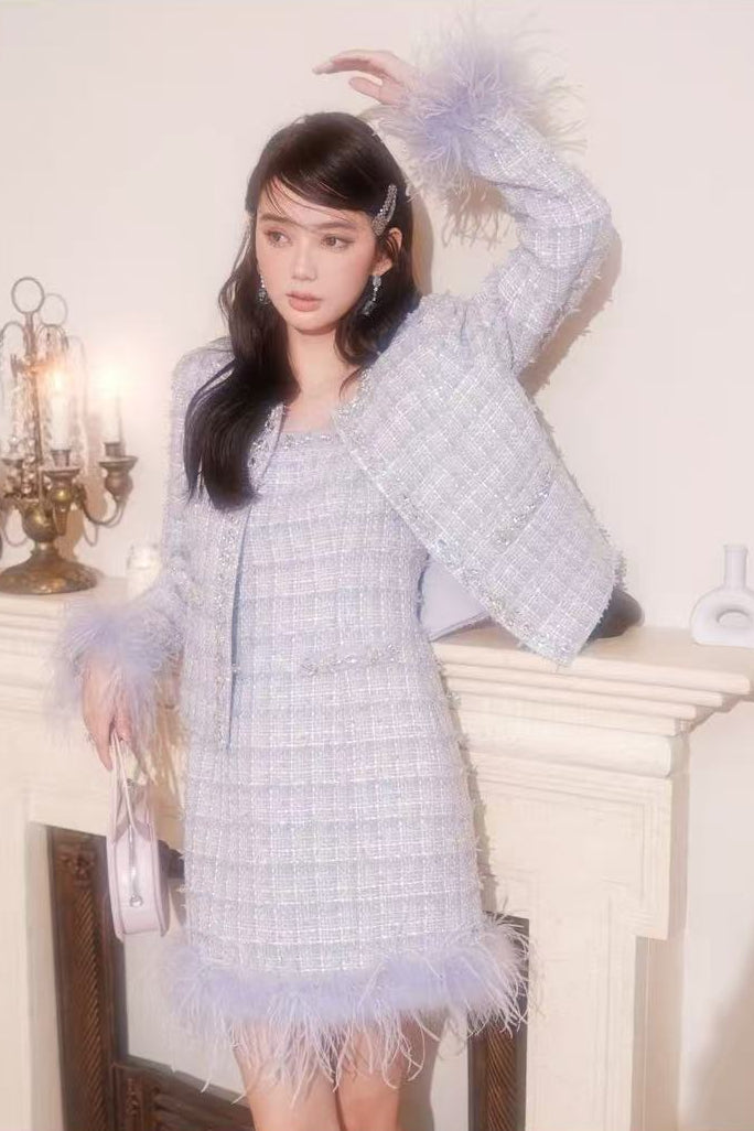 Tweed rhinestone suit dress Avalabel