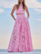Eyelet Lace Top and Maxi Skirt Set Avalabel