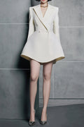 Darlene A-Line Blazer Mini Dress in Beige Avalabel