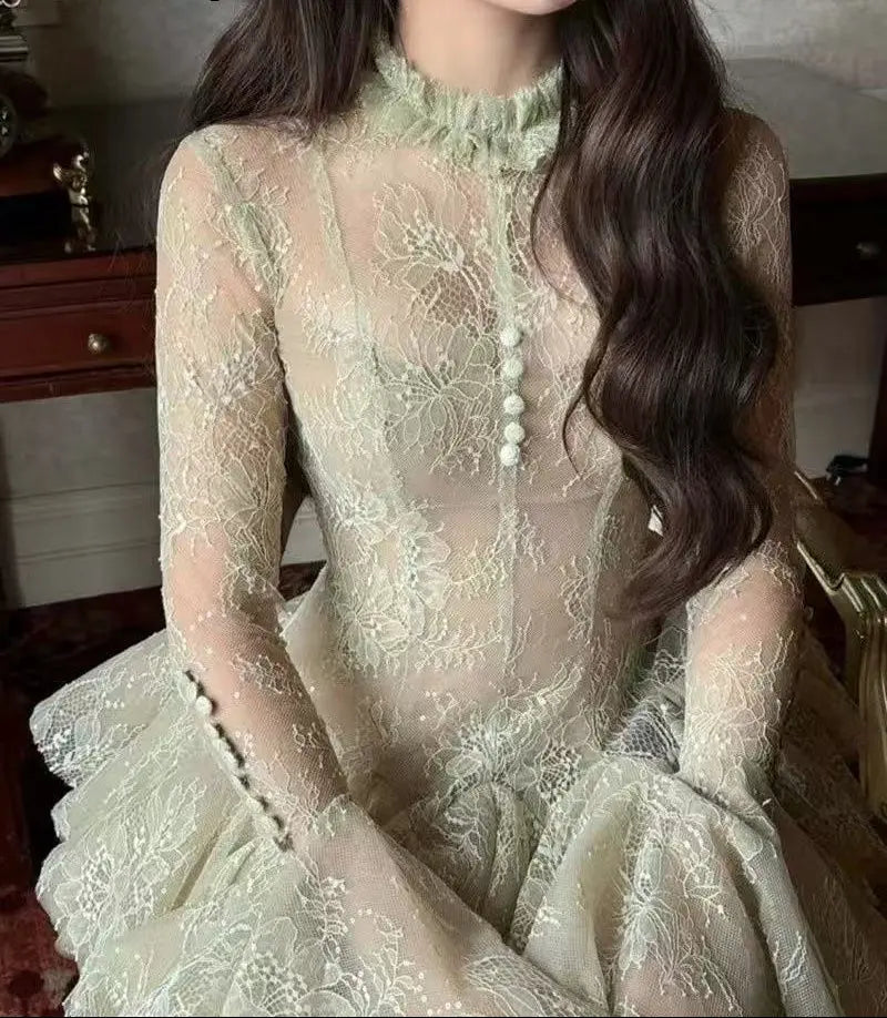 Embroidered Flared long sleeve Mini Dress Avalabel