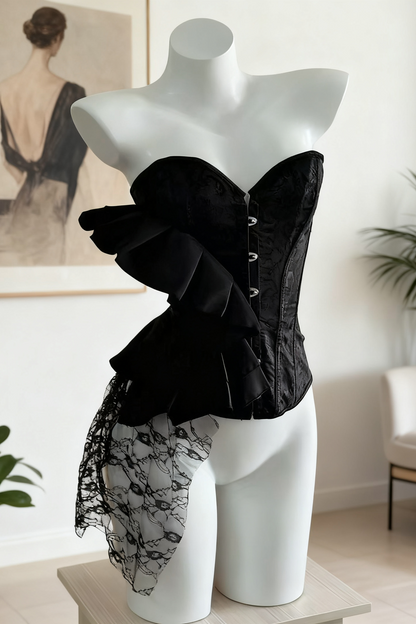 Retro satin STRAPLESS CORSET TOP