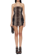 arlene Plush Cut Strapless mini Dress in black - mink Avalabel