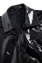 Glossy Black Crocodile Embossed Shirt Avalabel