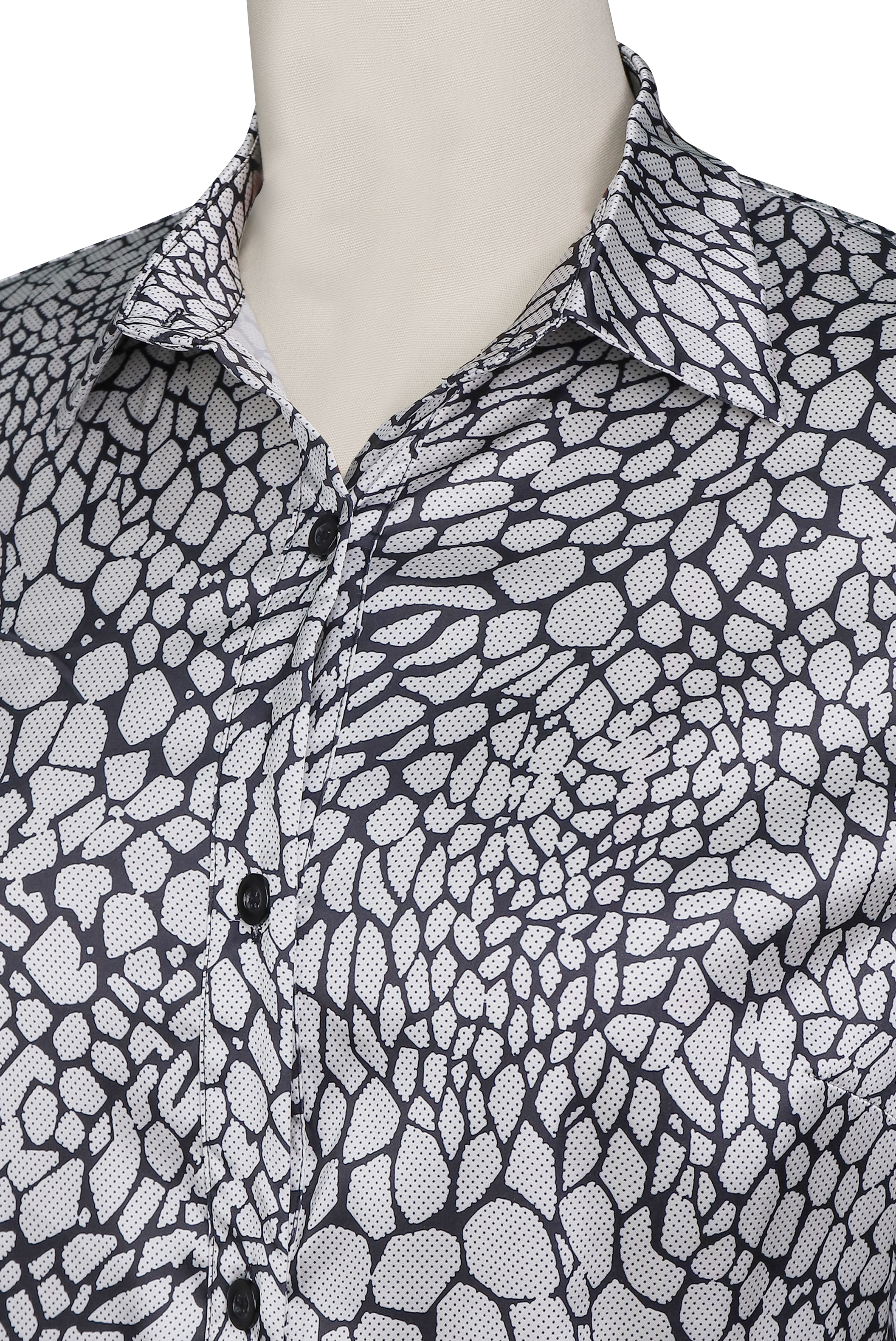 Modern Satin Printed Blouse with Classic Snake Pattern Elegance Avalabel