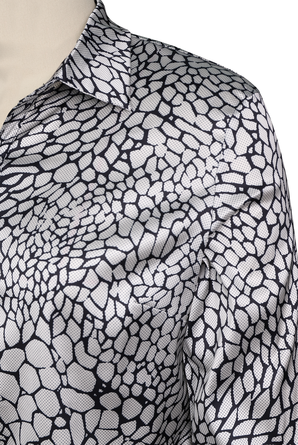 Modern Satin Printed Blouse with Classic Snake Pattern Elegance Avalabel