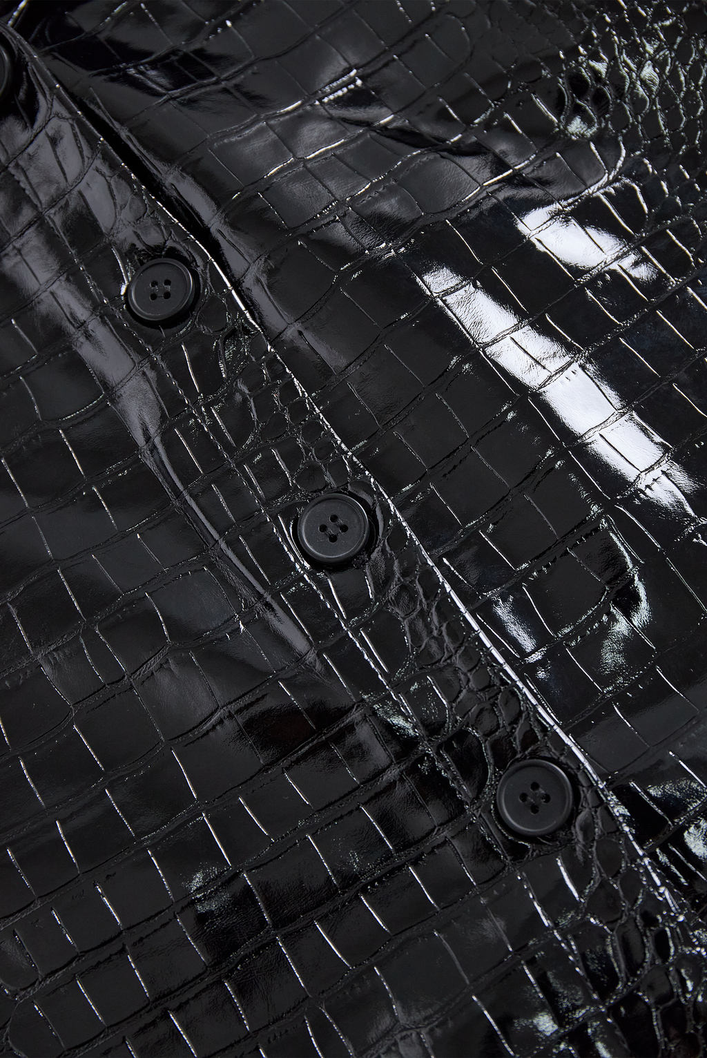 Glossy Black Crocodile Embossed Shirt Avalabel