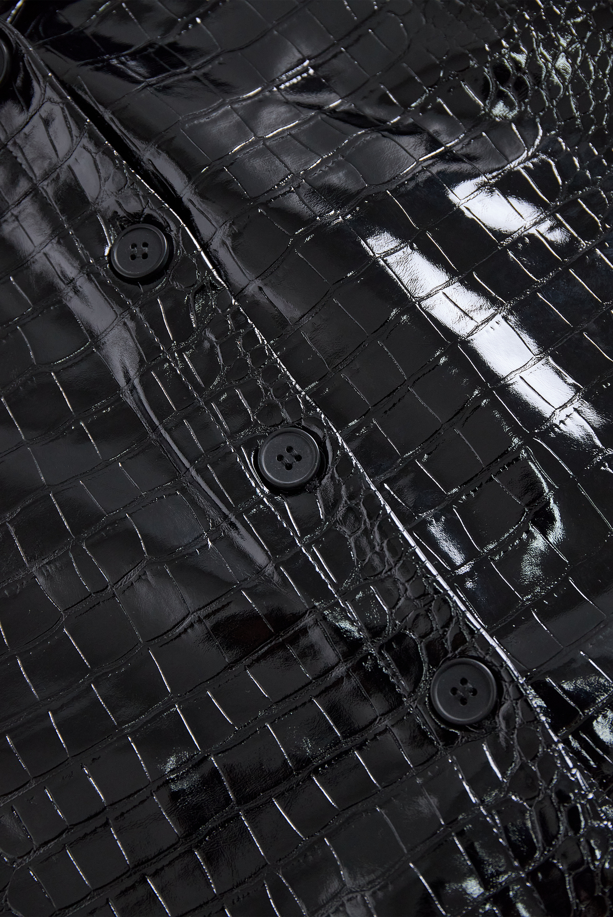 Glossy Black Crocodile Embossed Shirt Avalabel