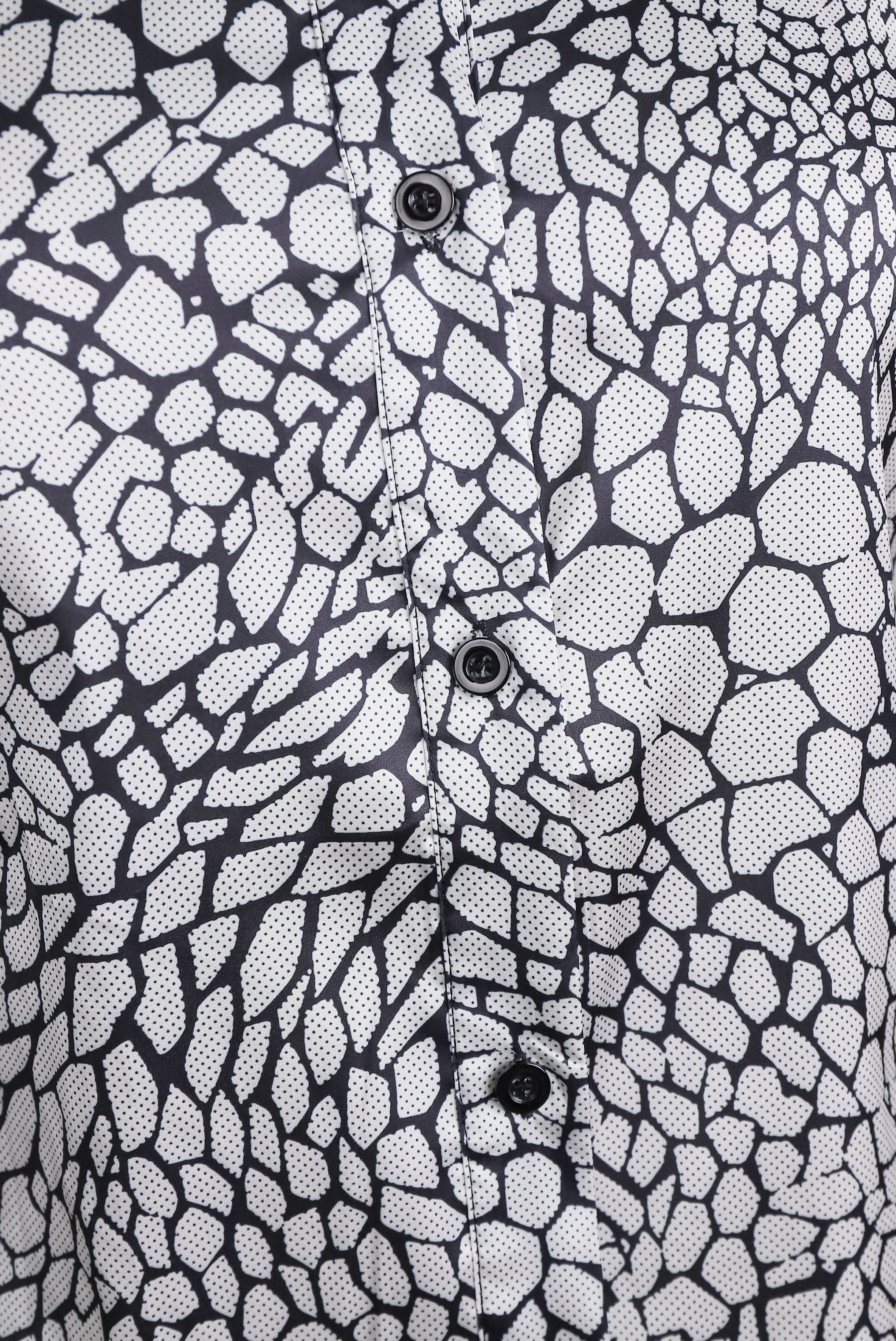 Modern Satin Printed Blouse with Classic Snake Pattern Elegance Avalabel
