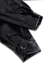 Glossy Black Crocodile Embossed Shirt Avalabel