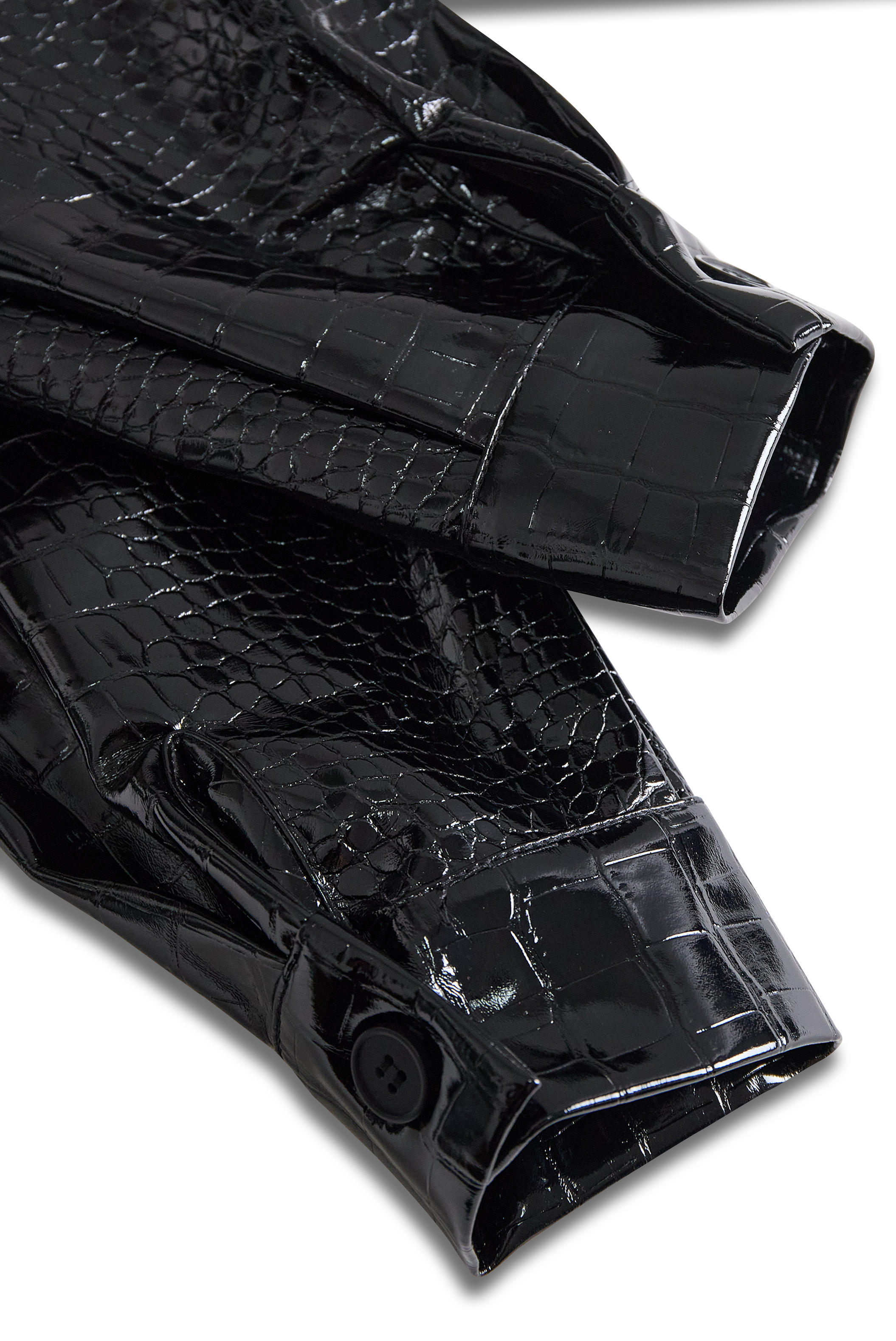 Glossy Black Crocodile Embossed Shirt Avalabel