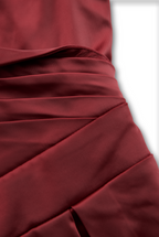 Vintage-Inspired Satin Midi Dress With Draped Collar Avalabel