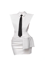 White Bowknot Mini Dress With Necktie Avalabel