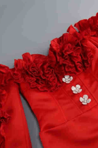 Elsa Red Off Shoulder Ruffle Corset Mini Dress Avalabel