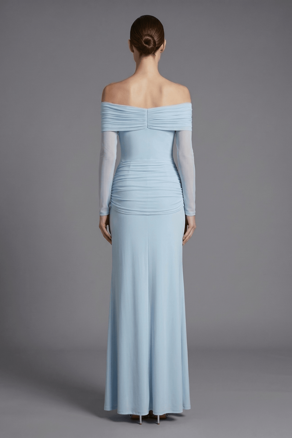 Fern Off Shoulder Mesh Sleeve Chiffon Dress Avalabel