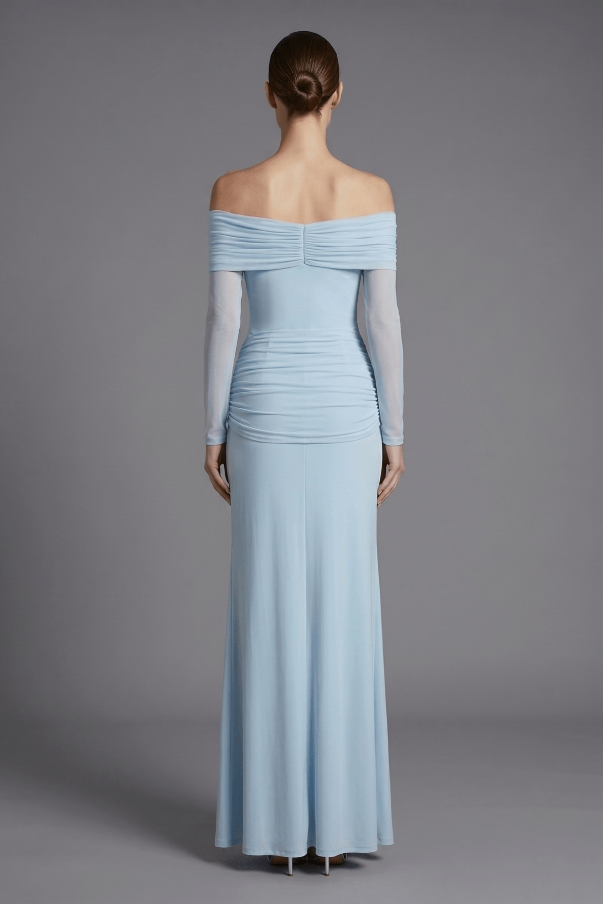 Fern Off Shoulder Mesh Sleeve Chiffon Dress Avalabel