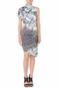 Print Satin Asymmetrical Slanted Hem Mini Dress Avalabel