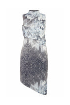 Print Satin Asymmetrical Slanted Hem Mini Dress Avalabel