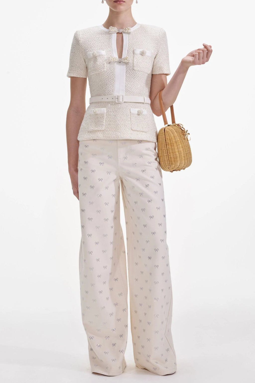 vicky Cream Sequin Knit Top Avalabel