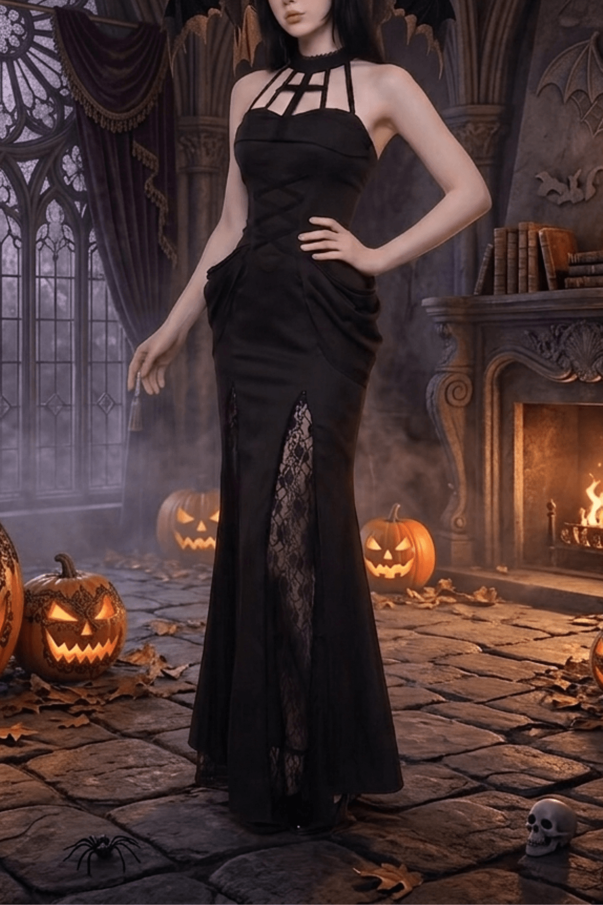 Nydia Gothic Halter Cutout Mermaid Dress Avalabel