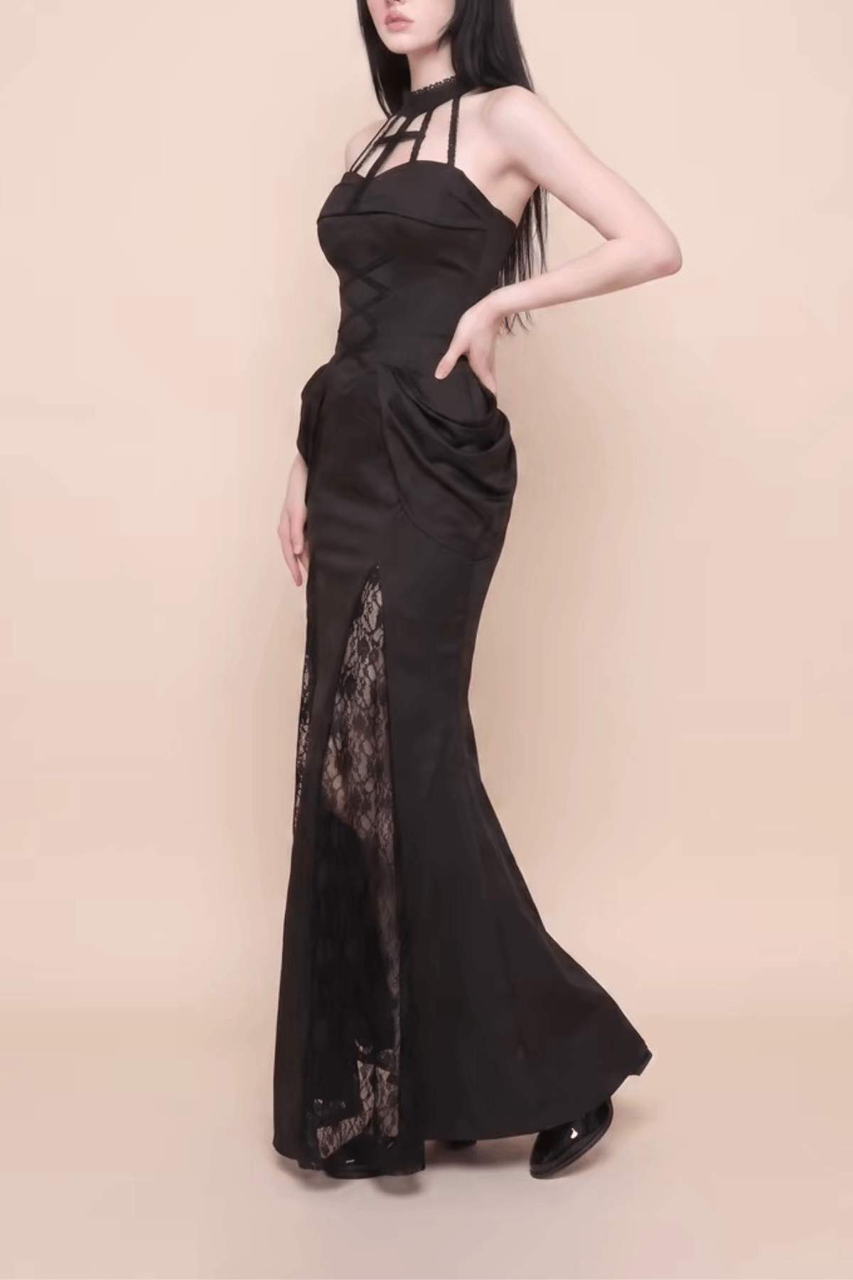 Nydia Gothic Halter Cutout Mermaid Dress Avalabel