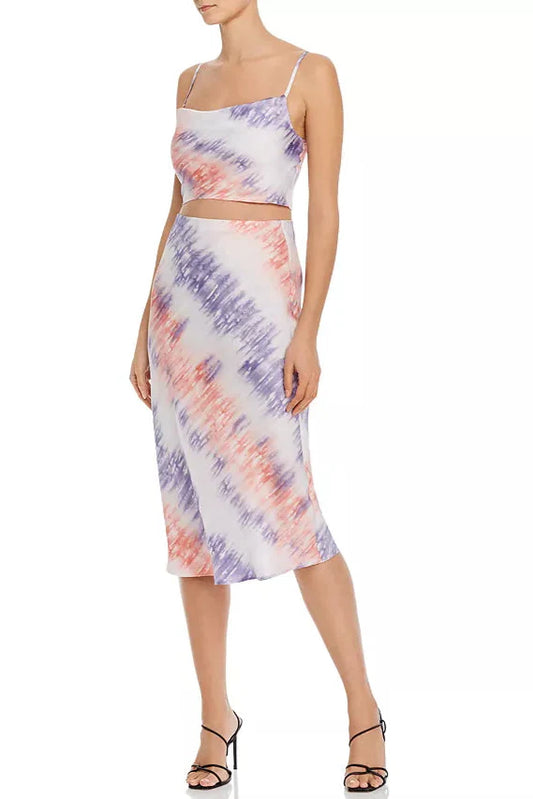 Pink Purple Tie-Dye Cropped Camisole & Slip Skirt