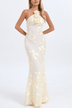 Jenny Cream Halter 3D Floral Mermaid Dress Avalabel