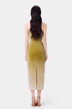 Ombre Velvet Strapless Draped Ruched Dress Avalabel