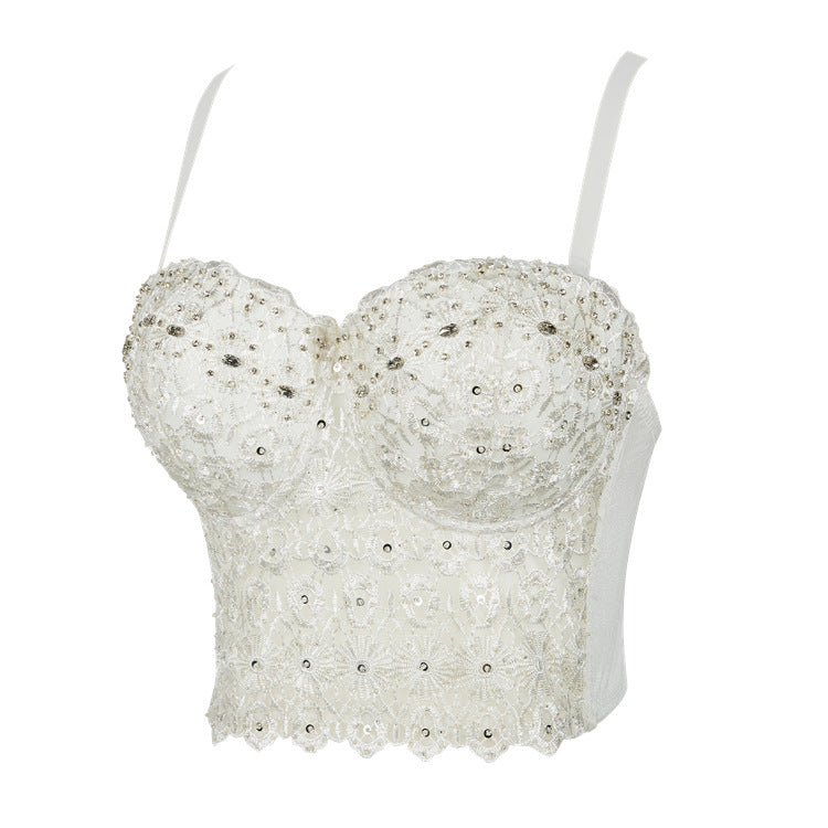 Calista Skin Tone High-end Embroidered Rhinestone-Encrusted Boning Corset Avalabel