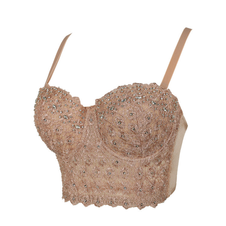 Calista Skin Tone High-end Embroidered Rhinestone-Encrusted Boning Corset Avalabel